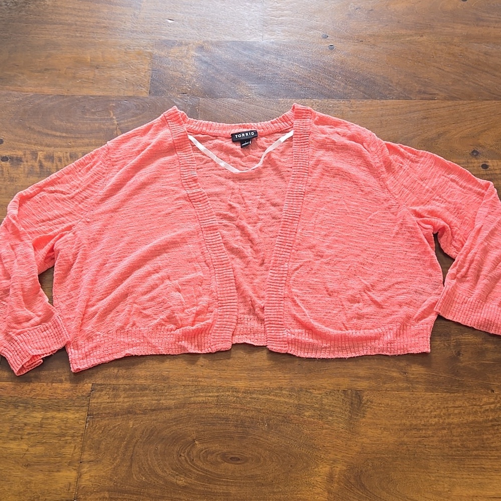 Torrid Vibrant Coral Knit Cardigan Shrug Size 1X
